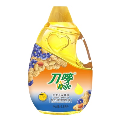 刀唛/Knife花生亚麻籽油4.68L*2瓶装压榨胡麻食用家用植物调和油