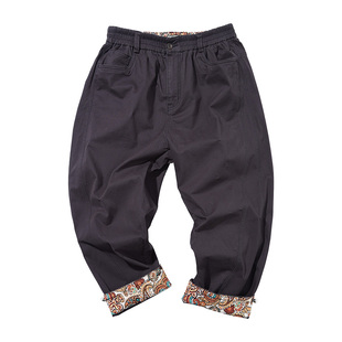 NE核爆炸大码男装腰果花弯刀裤男直筒宽松休闲裤潮牌秋冬牛仔长裤