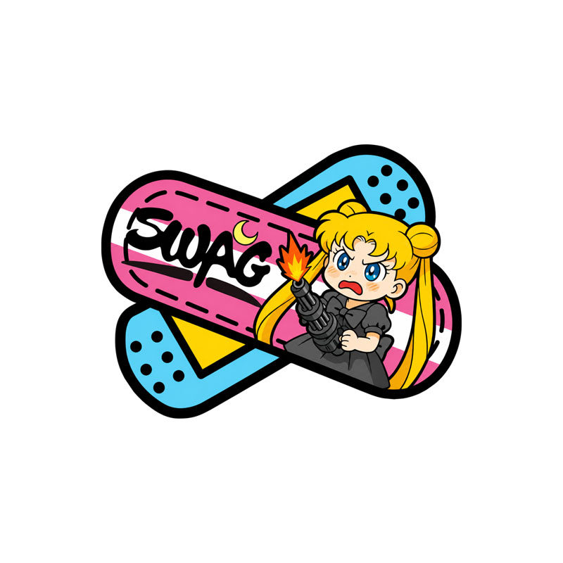 美少女战士创意划痕遮挡车贴