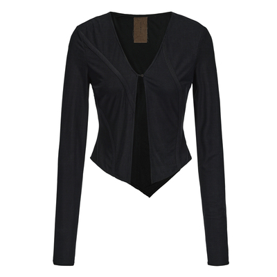 Elywood黑色针织分割短开衫