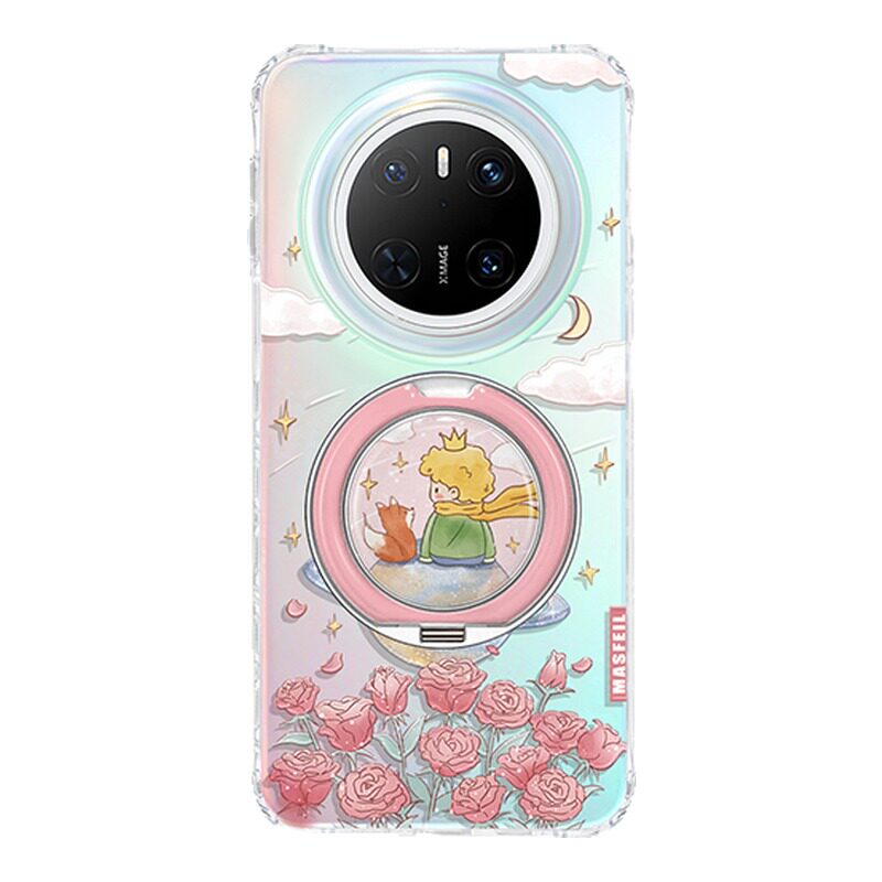 ZHIZHE×玫瑰王子适用华为Mate60Pro手机壳带支架新款mt70por+支点套防摔Lo9高级感mete文艺风女超薄全包