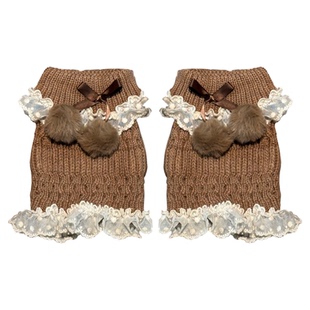 roji原创甜美lolita日系毛球花边羊毛袜套jk少女蝴蝶结腿套堆堆袜