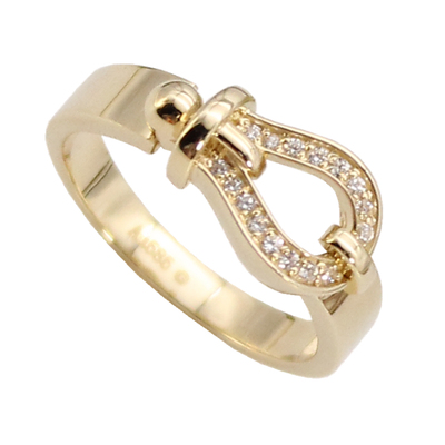 礼物马蹄款女锆石镶嵌14K金戒指