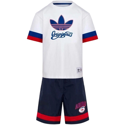 滔搏adidas阿迪达斯三叶草小童LK BB TS运动休闲短袖套装KG3340