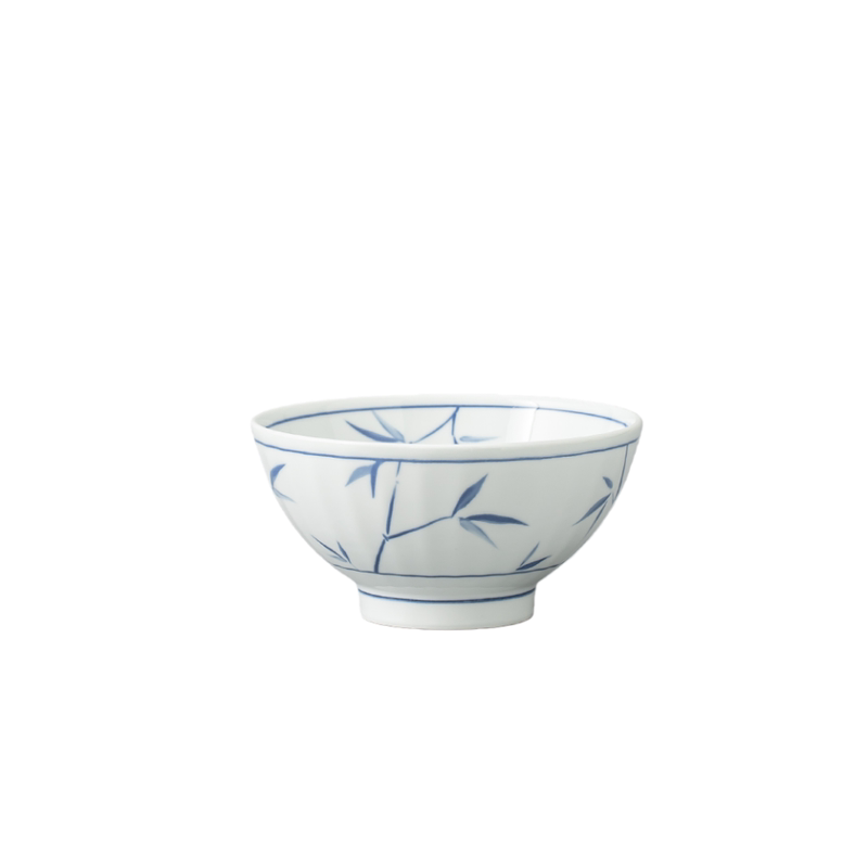 美仪竹影斑驳陶瓷餐具套装复古风手绘竹叶印花饭盘碗碟饭碗大面碗