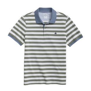 Brooks Brothers/布克兄弟男士夏新品航海风刺绣logo条纹polo衫