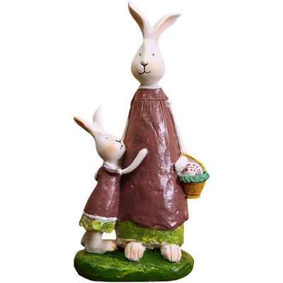 可爱的森林兔亲子树脂家居装饰