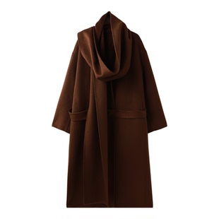 【100%山羊绒】PENNYPENG阿拉善的云黑标系列手工围巾毛呢大衣