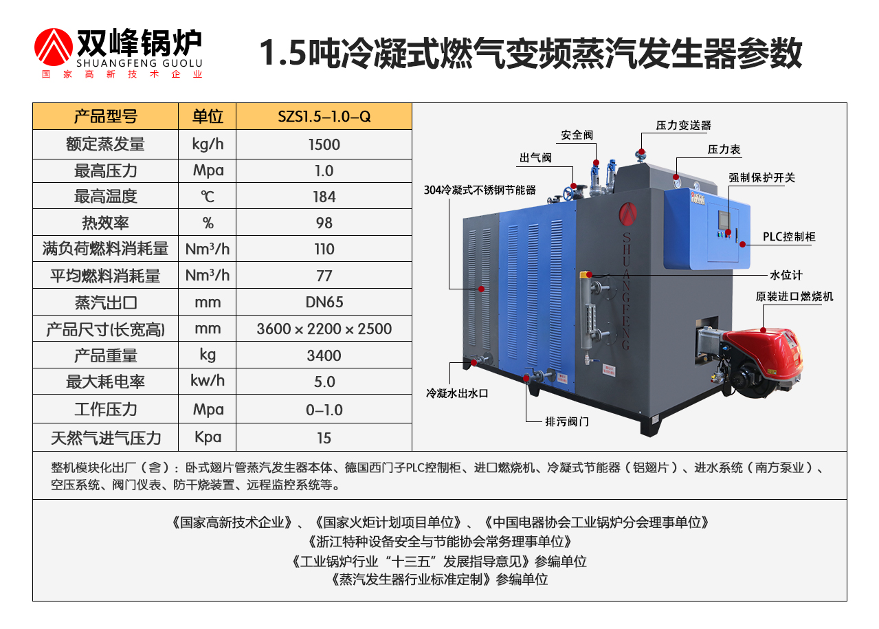 超低氮1吨燃气蒸汽发生器2吨锅炉商用工业燃汽天然气柴油燃油