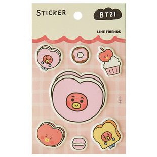 BT21防弹少年团烘培面包店立体贴纸笔记本水杯耳机壳手账装饰贴画