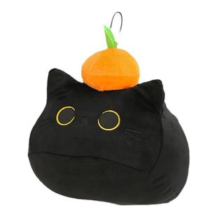 创意橘子小猫咪黑猫毛绒玩具客厅靠垫枕趴枕靠抱枕毛绒玩具布娃娃