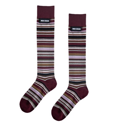 秋冬高弹条纹彩色小腿袜长筒袜女