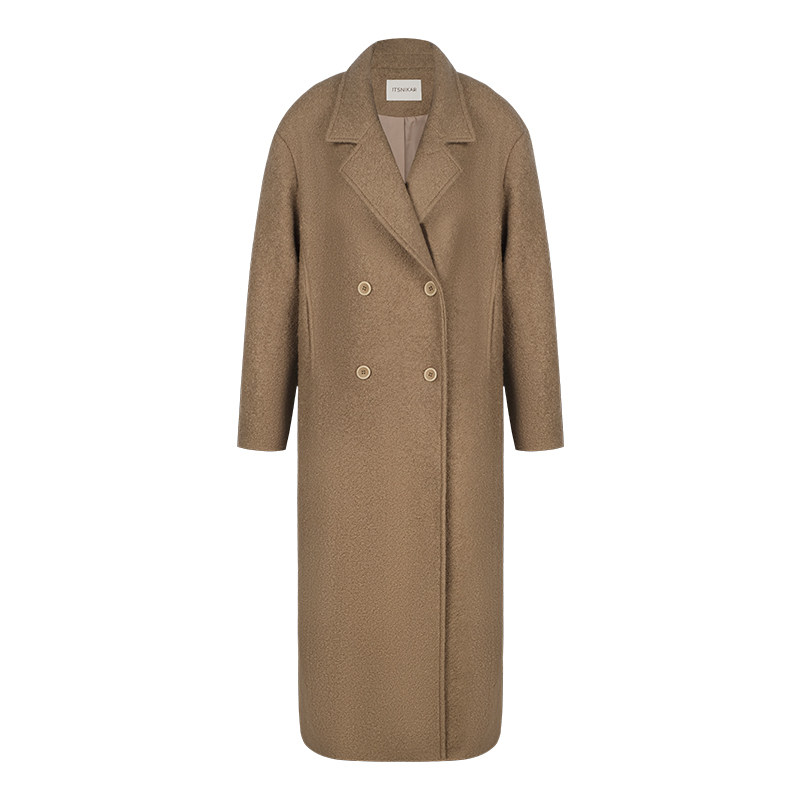 ITSNIKAR 法式西装领设计毛呢外套女秋冬高级感气质长款呢子大衣