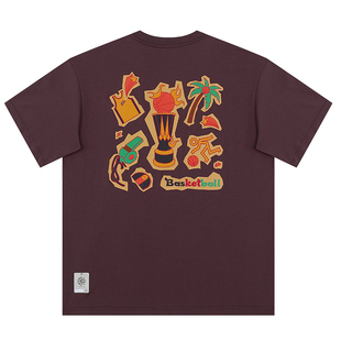 有志者UZIS 篮球运动短袖男夏季宽松T恤跑步健身透气休闲服拼贴画