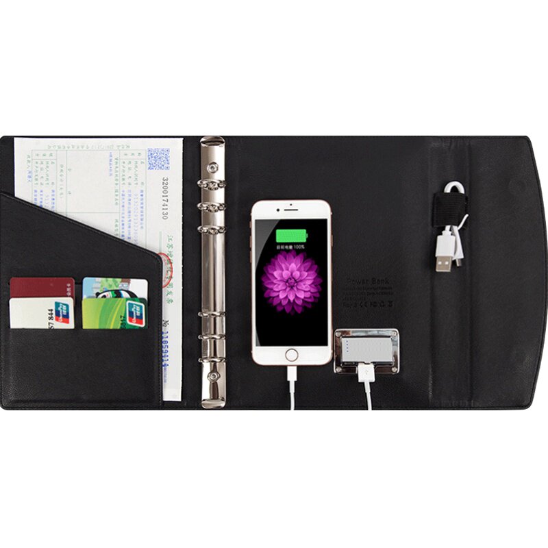 A5创意带充电宝活页笔记本本子文具套装带移动电源文艺精致可拆卸活页记事本商务礼盒装送礼礼品定制可印logo