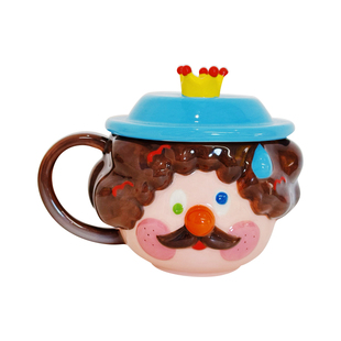 有蒂棵棵原创小国王嘟嘟女孩陶瓷杯子带盖手柄创意水杯情侣礼物