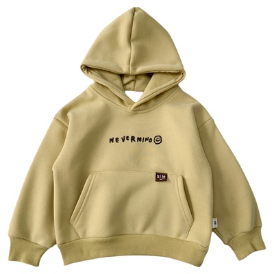 秋冬儿童洋气笑脸加绒连帽衫百搭