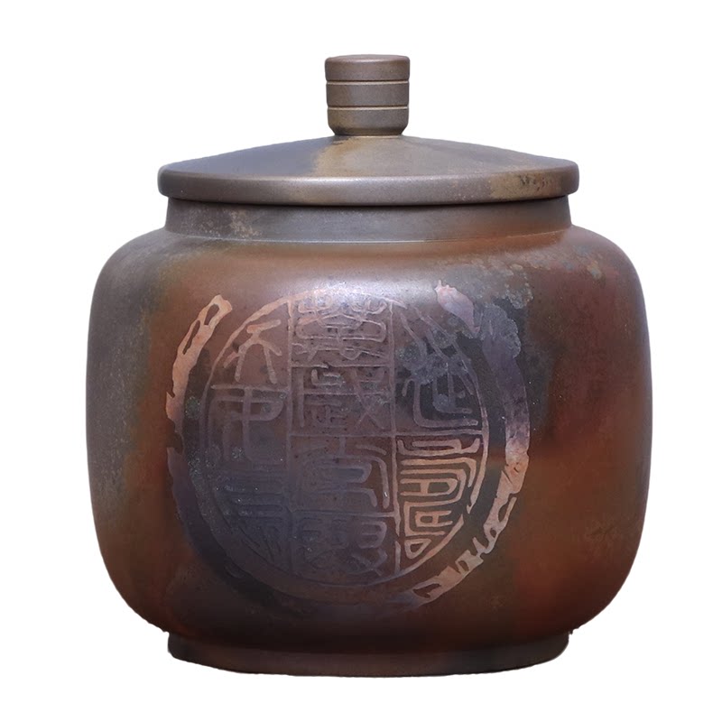 建水紫陶柴烧茶叶罐手工散茶罐