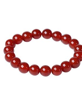 追梦阁天然红玛瑙手链女情侣款水晶黑玉髓本命年佛珠单圈手串男士