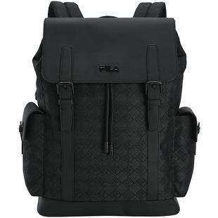 黑武士|FILA斐乐男背包秋新款复古翻盖双肩包电脑包满印老花书包