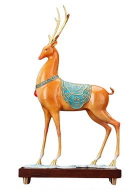 黄铜鹿摆件《青云直上》装饰品