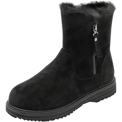 加绒女鞋达芙妮雪地靴秋冬