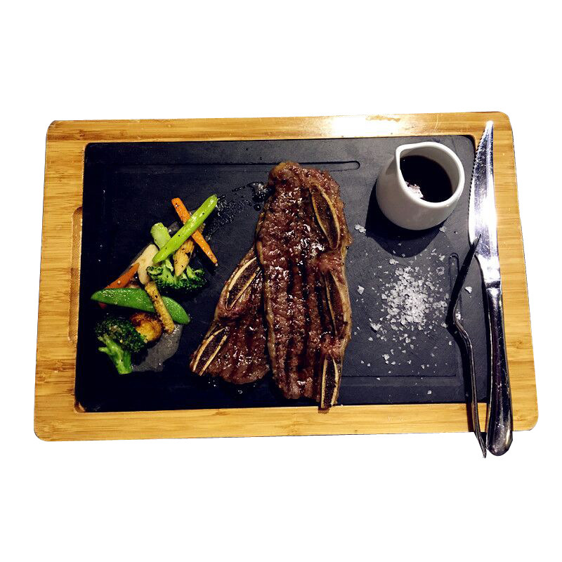 餐盘包邮黑色板岩石板牛排盘牛排盘石板盘 冷菜热菜拼盘石板盘子