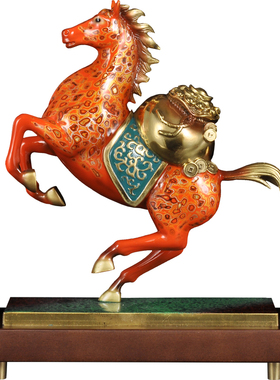 全彩铜钱袋马摆件立马发