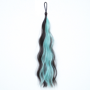 薄荷绿甜酷挑染发束双马尾女彩色麻花长辫编发神器多巴胺假发辫子