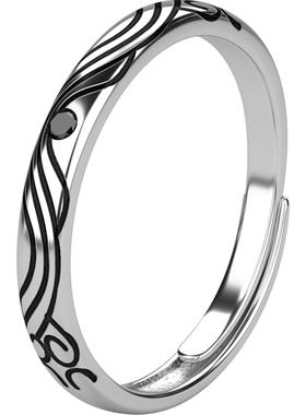 s925纯银戒指男生个性街头风花纹