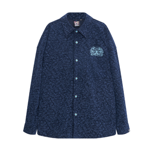 HEA国潮情侣装醒狮灯芯绒长袖衬衫男女同款2025新款休闲百搭衬衣