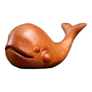 天然崖柏木实木雕刻可爱鲸鱼创意香插平心养气吉祥好运摆件手把件