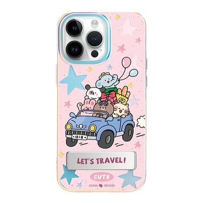 兜风小动物适用iPhone17Promax手机壳隐藏式支架苹果16pro保护套折叠13全包可爱创意防摔ip15Pro新款好看高级