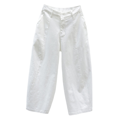 白色弯刀牛仔裤女八分奶奶阔腿裤