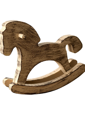 工装风木质摇马摆件桌面装饰品