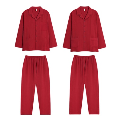 2026马年本命年睡衣红色纯棉家居服男士女士女款属马的内衣服套装