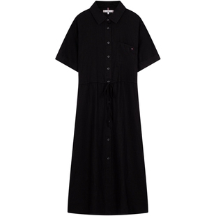 【舒适亚麻】Tommy春夏女装海边度假风气质收腰显瘦衬衫裙连衣裙