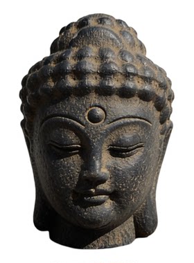仿古国风佛首摆件艺术手工佛头茶室玄关办公室禅意工艺品