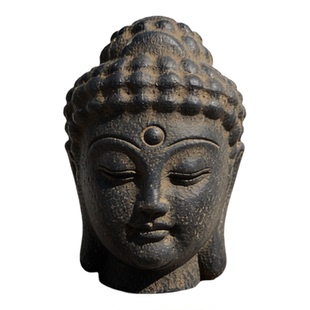 仿古国风佛首摆件艺术手工佛头茶室玄关办公室禅意工艺品