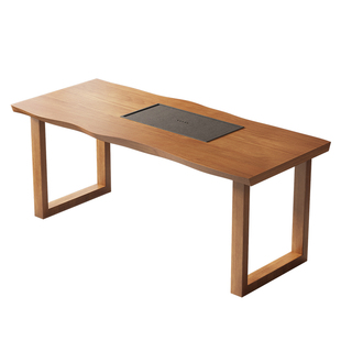 阳台小型茶桌烧水壶一体嵌入式家用办公室实木禅意功夫泡茶桌茶几