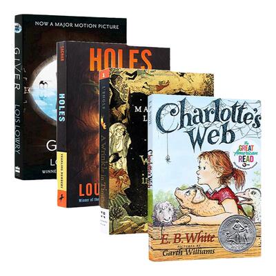 Newbery 纽伯瑞儿童文学奖系列4册 英文原版 青少年课外读物 夏洛特的网Holes别有洞天 记忆传授人 少儿文学 全英文版进口英语书籍