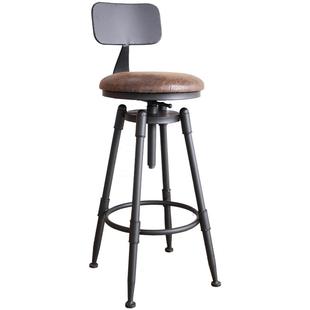 吧台椅铁艺酒吧椅子旋转升降椅高脚凳靠背高脚椅现代简约家用凳子