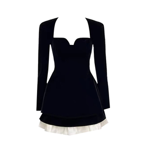 南黑微胖mm大码法式复古丝绒连衣裙女秋冬赫本风晚礼服收腰小黑裙