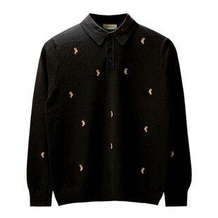 美式老钱风潮流男款修身针织衫上衣春季轻奢个性刺绣长袖polo衫男