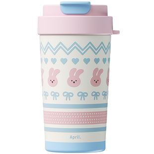 April不锈钢陶瓷保温杯咖啡杯便携外带女生高颜值杯子水杯吸管杯