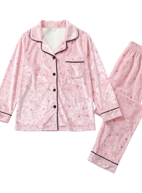 女童秋冬装金丝绒睡衣开衫家居服