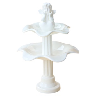 许愿池蛋糕摆件复古罗马柱喷泉天使塑料配件成品生日甜品装饰插件