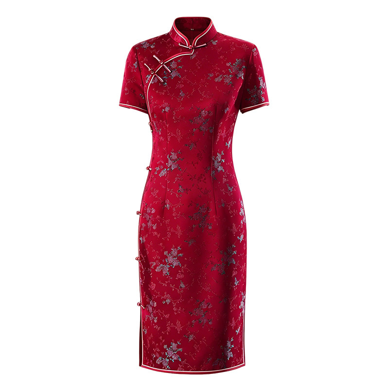 真丝锦缎旗袍婚礼妈妈婆婆礼服