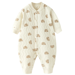 汤尼倍儿婴儿连体衣秋冬内衣家居服睡衣宝宝夹棉保暖外出哈衣爬服