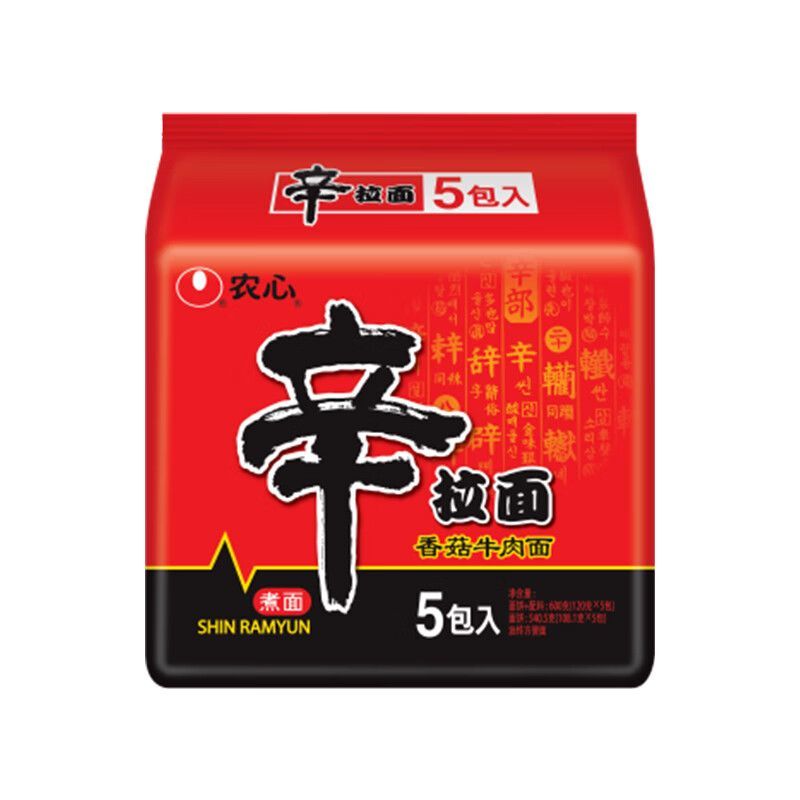 农心辛拉面辣白菜拉面5袋非油炸正宗香菇牛肉辣白菜韩式宿舍速食